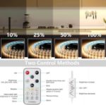 Picture of Under Cabinet LED Strip Lights, 12V UK Plug, Dimmable Warm White 2700K with Remote, Flexible Lighting for Kitchen, Shelves, TV & Desk