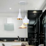 Picture of Industrial Pendant Light with Black & White Shade,  Ceiling Hanging Lamp for Kitchen & Dining