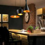 Picture of Industrial Pendant Light with Black & White Shade,  Ceiling Hanging Lamp for Kitchen & Dining