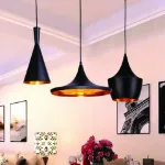 Picture of Industrial Pendant Light with Black & White Shade,  Ceiling Hanging Lamp for Kitchen & Dining