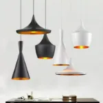 Picture of Industrial Pendant Light with Black & White Shade,  Ceiling Hanging Lamp for Kitchen & Dining