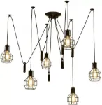 Picture of Vintage Industrial 6-Arm Spider Pendant Light, Retro Cage Chandelier Ceiling Lamp