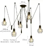 Picture of Vintage Industrial 6-Arm Spider Pendant Light, Retro Cage Chandelier Ceiling Lamp