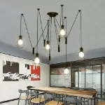 Picture of Vintage Industrial 6-Arm Spider Pendant Light, Retro Cage Chandelier Ceiling Lamp