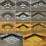 Picture of Luxe Square Crystal LED Chandelier, Modern Chrome Ceiling Light Fixture 