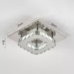 Picture of Luxe Square Crystal LED Chandelier, Modern Chrome Ceiling Light Fixture 