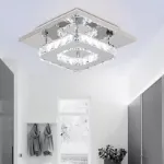 Picture of Luxe Square Crystal LED Chandelier, Modern Chrome Ceiling Light Fixture 