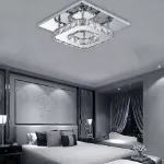 Picture of Luxe Square Crystal LED Chandelier, Modern Chrome Ceiling Light Fixture 