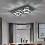 Picture of Luxe Square Crystal LED Chandelier, Modern Chrome Ceiling Light Fixture 