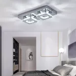 Picture of Luxe Square Crystal LED Chandelier, Modern Chrome Ceiling Light Fixture 