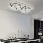 Picture of Luxe Square Crystal LED Chandelier, Modern Chrome Ceiling Light Fixture 