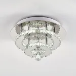 Picture of Luxe Square Crystal LED Chandelier, Modern Chrome Ceiling Light Fixture 