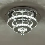 Picture of Luxe Square Crystal LED Chandelier, Modern Chrome Ceiling Light Fixture 