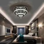 Picture of Luxe Square Crystal LED Chandelier, Modern Chrome Ceiling Light Fixture 