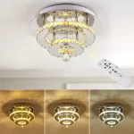 Picture of Luxe Square Crystal LED Chandelier, Modern Chrome Ceiling Light Fixture 