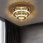 Picture of Luxe Square Crystal LED Chandelier, Modern Chrome Ceiling Light Fixture 