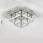 Picture of Luxe Square Crystal LED Chandelier, Modern Chrome Ceiling Light Fixture 