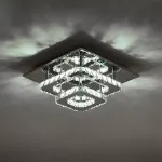 Picture of Luxe Square Crystal LED Chandelier, Modern Chrome Ceiling Light Fixture 