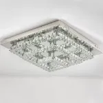 Picture of Luxe Square Crystal LED Chandelier, Modern Chrome Ceiling Light Fixture 