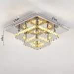 Picture of Luxe Square Crystal LED Chandelier, Modern Chrome Ceiling Light Fixture 