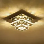 Picture of Luxe Square Crystal LED Chandelier, Modern Chrome Ceiling Light Fixture 