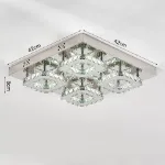 Picture of Luxe Square Crystal LED Chandelier, Modern Chrome Ceiling Light Fixture 