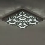 Picture of Luxe Square Crystal LED Chandelier, Modern Chrome Ceiling Light Fixture 