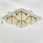 Picture of Luxe Square Crystal LED Chandelier, Modern Chrome Ceiling Light Fixture 