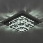 Picture of Luxe Square Crystal LED Chandelier, Modern Chrome Ceiling Light Fixture 