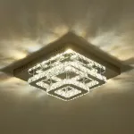 Picture of Luxe Square Crystal LED Chandelier, Modern Chrome Ceiling Light Fixture 