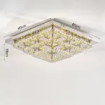 Picture of Luxe Square Crystal LED Chandelier, Modern Chrome Ceiling Light Fixture 