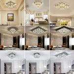 Picture of Luxe Square Crystal LED Chandelier, Modern Chrome Ceiling Light Fixture 