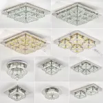 Picture of Luxe Square Crystal LED Chandelier, Modern Chrome Ceiling Light Fixture 