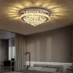 Picture of Luminous Cascade Crystal LED Chandelier,  Modern Flush Mount Ceiling Light