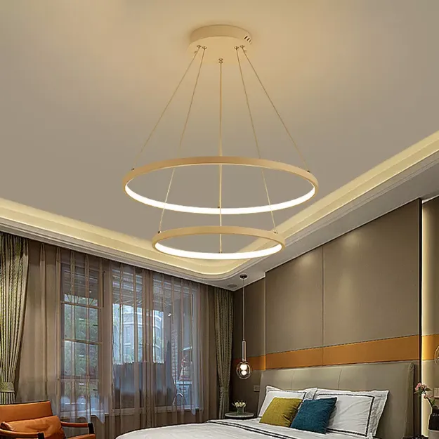 Picture of Modern LED Ceiling Light, Chic 2/3 Ring Pendant Chandelier with Dimmable Remote Control