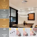 Picture of Modern LED Ceiling Light, Chic 2/3 Ring Pendant Chandelier with Dimmable Remote Control