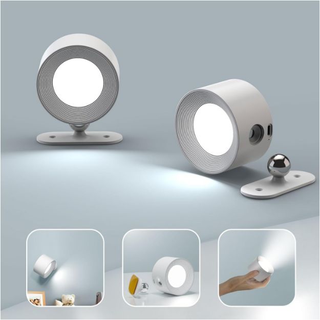 Picture of 2 Pack LED Wall Lights – 3 Color Modes, Rotatable Magnetic Touch Control lamp for Bedroom, Living Room, Reading