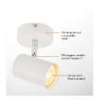 Picture of Adjustable Single Spotlight – IP20 Dimmable LED Ceiling & Wall Light, 7W GU10,Matt White