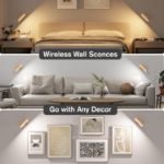 Picture of Battery Operated Wall Sconces – Wireless LED, Rechargeable, 5 Modes Dimmable Lamps for Bedroom & Living Room (2 Pack)