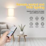 Picture of Dimmable Wall Lights, Fabric Wall Sconce Rechargeable Wall Lights with Remote, Battery Operated Wall Lights in 3 Colors Temperature