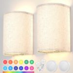 Picture of Dimmable Wall Lights, Fabric Wall Sconce Rechargeable Wall Lights with Remote, Battery Operated Wall Lights in 3 Colors Temperature