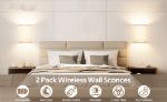 Picture of Dimmable Wall Lights, Fabric Wall Sconce Rechargeable Wall Lights with Remote, Battery Operated Wall Lights in 3 Colors Temperature