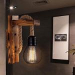 Picture of Industrial Wooden Wall Light with Hemp Rope – Retro E27 LED Wall Lamp with Lampshade for Living Room, Bedside, Corridor, Cafe, and Bar Decor