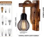 Picture of Industrial Wooden Wall Light with Hemp Rope – Retro E27 LED Wall Lamp with Lampshade for Living Room, Bedside, Corridor, Cafe, and Bar Decor