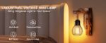 Picture of Industrial Wooden Wall Light with Hemp Rope – Retro E27 LED Wall Lamp with Lampshade for Living Room, Bedside, Corridor, Cafe, and Bar Decor