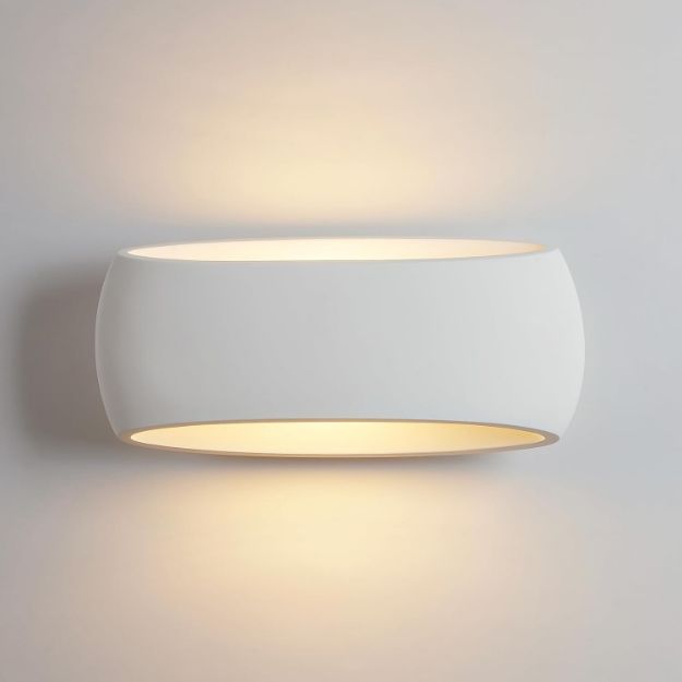 Picture of Modern Wall Sconce Lights With White Oval Plaster Shade Fitting, Wall Mounted Light for Bedroom, Living Room, Hallway