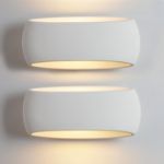 Picture of Modern Wall Sconce Lights With White Oval Plaster Shade Fitting, Wall Mounted Light for Bedroom, Living Room, Hallway