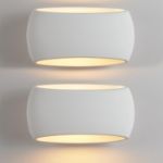 Picture of Modern Wall Sconce Lights With White Oval Plaster Shade Fitting, Wall Mounted Light for Bedroom, Living Room, Hallway