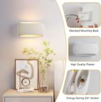 Picture of Modern Wall Sconce Lights With White Oval Plaster Shade Fitting, Wall Mounted Light for Bedroom, Living Room, Hallway