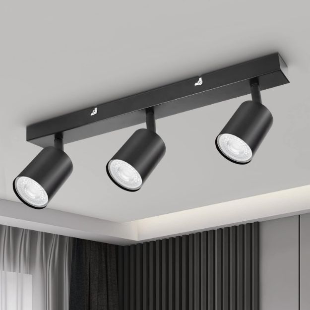 Picture of  Ceiling Light - Spotlight Ceiling Bar in Matt Black - Ceiling Lights Spotlights with GU10 Socket Industrial 2 Way Light Ceiling Indoor Spot Light